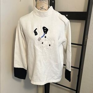 Vintage Disney Dalmatian Dog Embroidered White Black Pullover Sweatshirt Casual